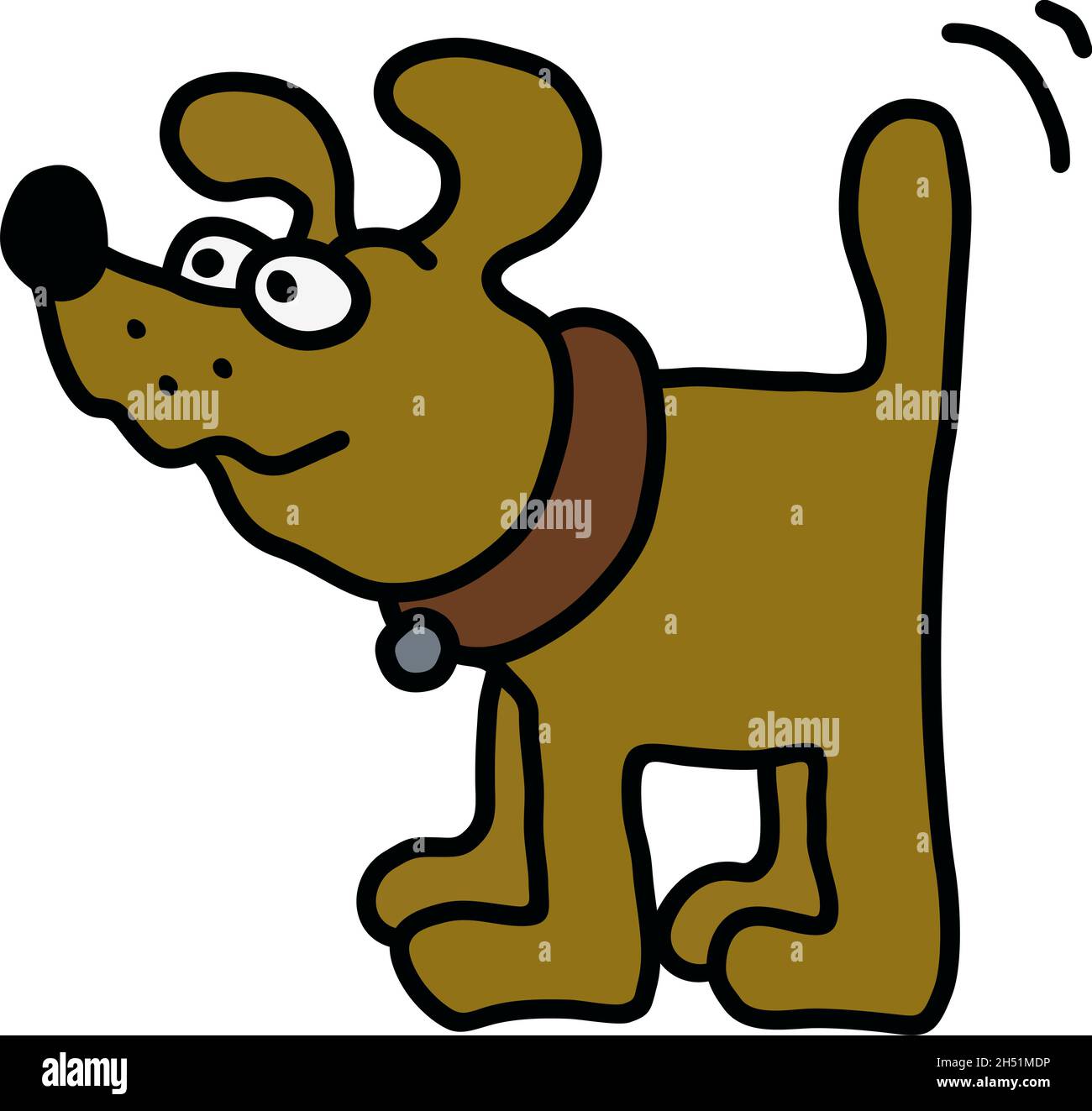 The vectorized hand drawing of a funny yellow dog Stock Vector Image