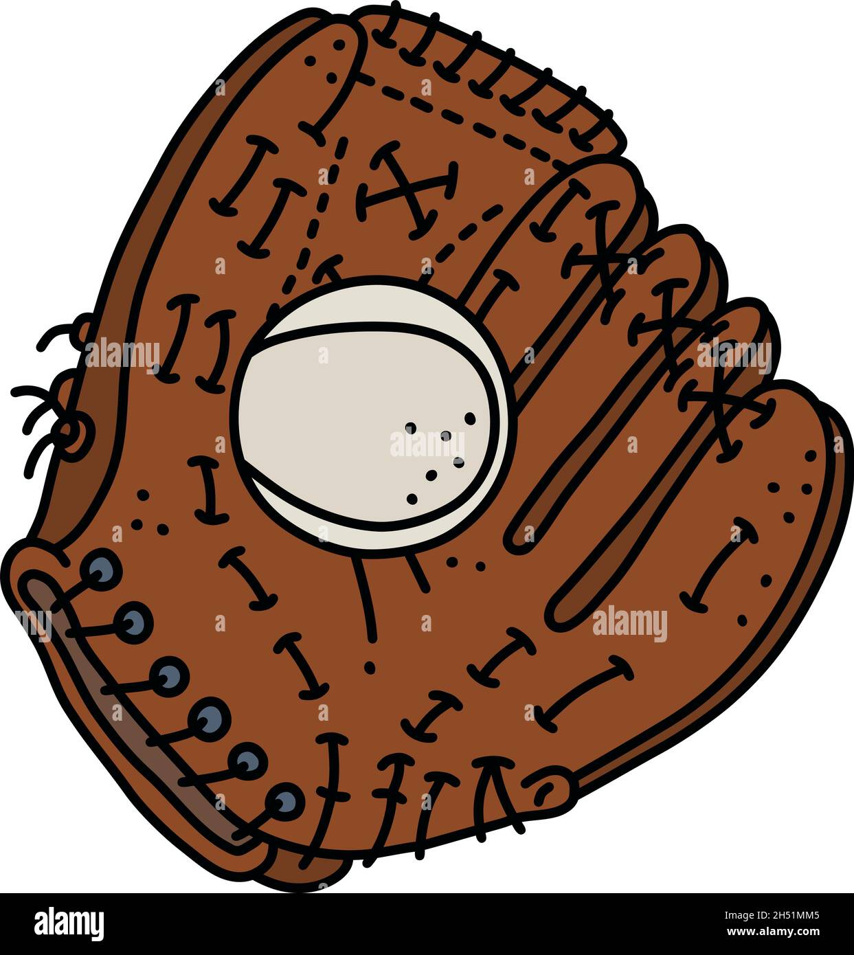 The vectorized hand drawing of a baseball catch glove Stock Vector