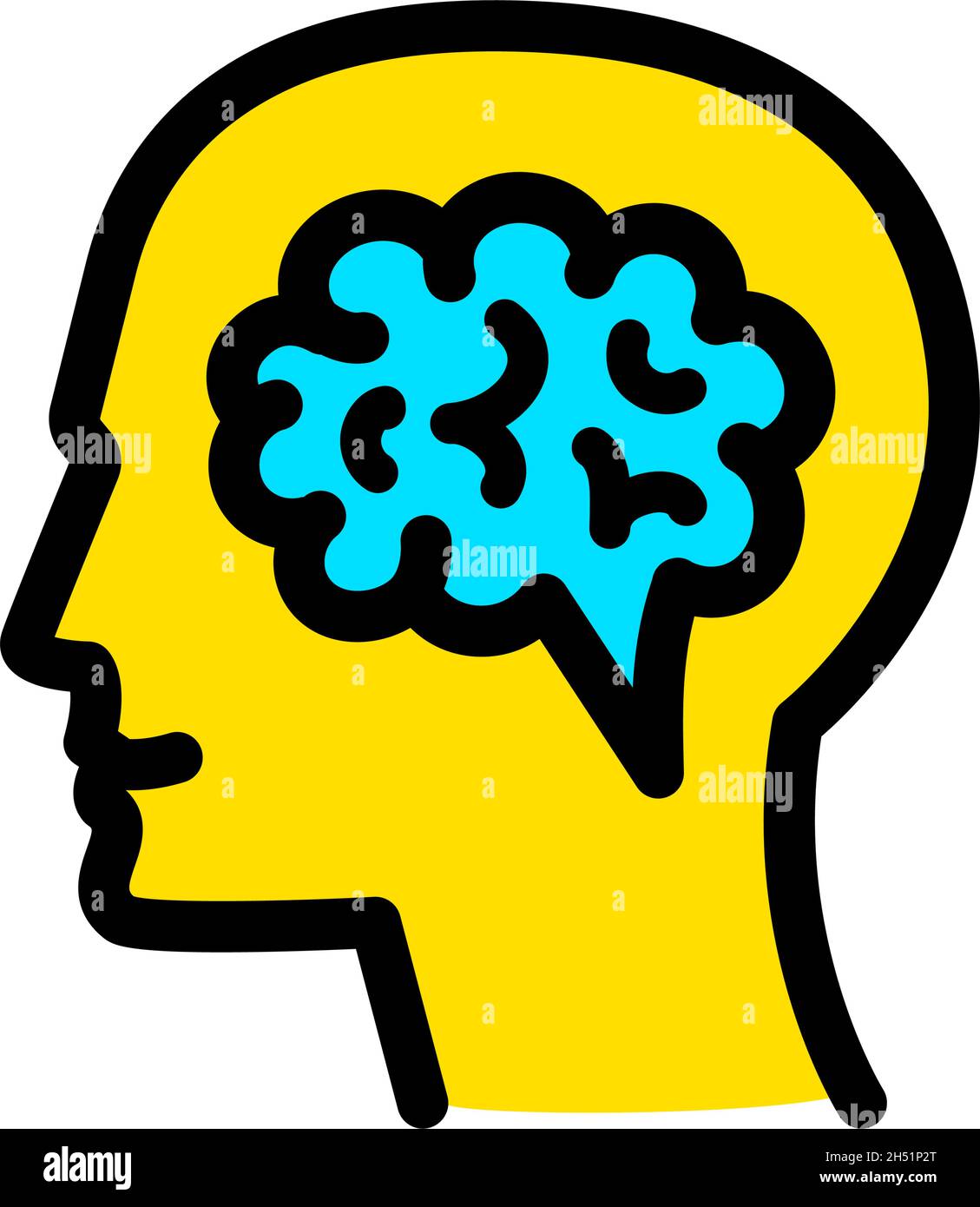 Vector Color Icon of Human Brain in Black and White Background Stock ...