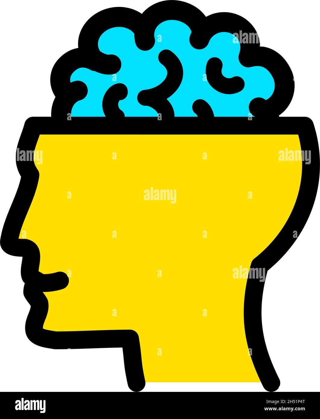 Vector Color Icon of Human Brain in Black and White Background Stock ...