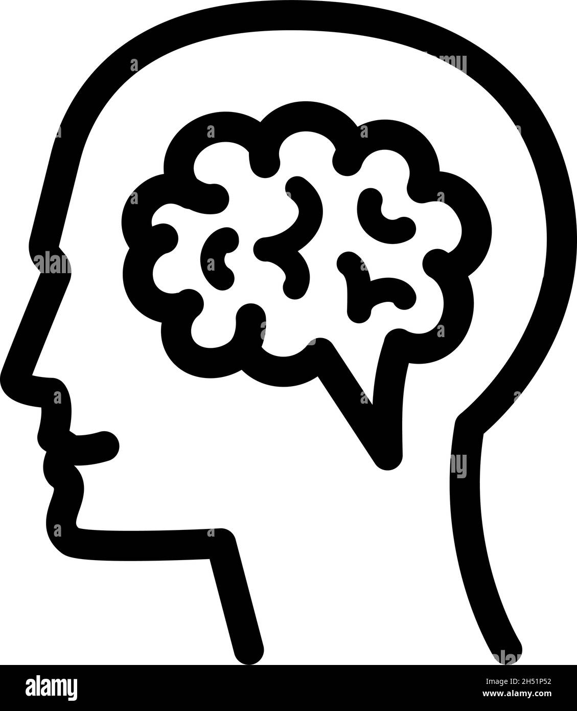 Vector Illustration of Human Brain in Black and White Color Stock ...