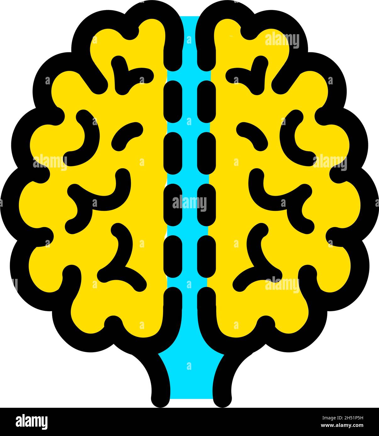 Vector Color Icon of Human Brain in Black and White Background Stock ...