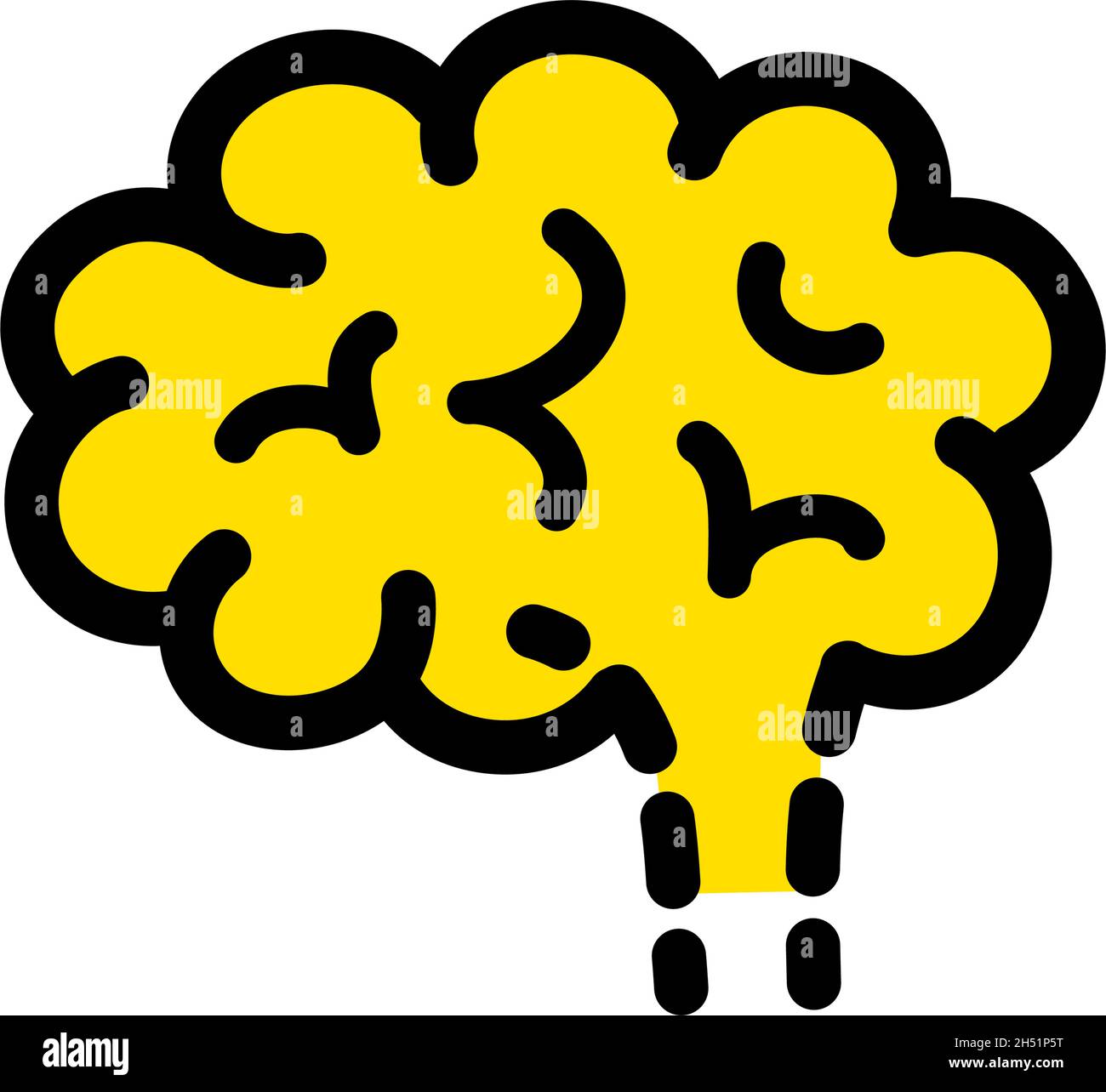 Vector Color Icon of Human Brain in Black and White Background Stock ...