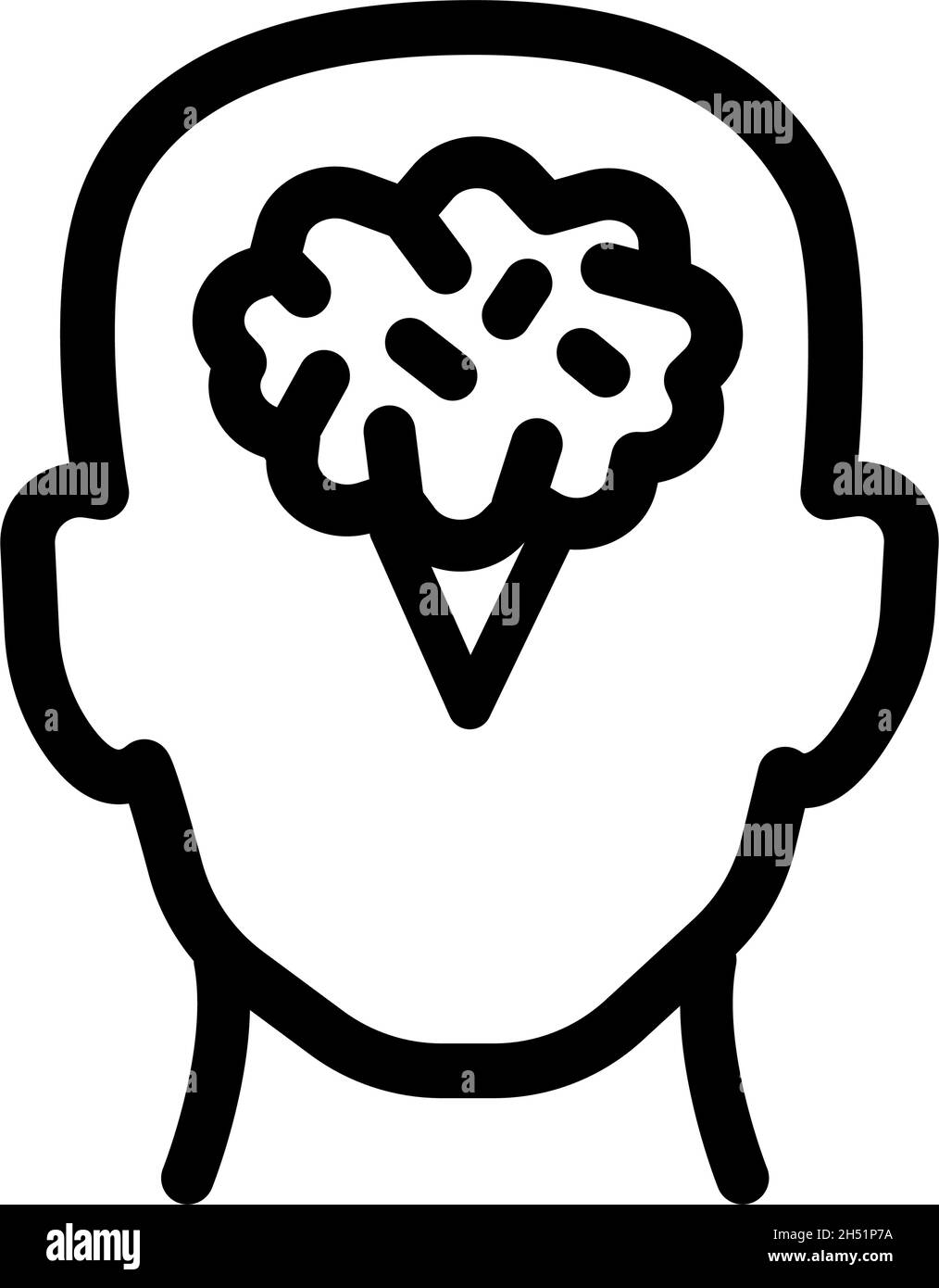 Vector Illustration of Human Brain in Black and White Color Stock ...