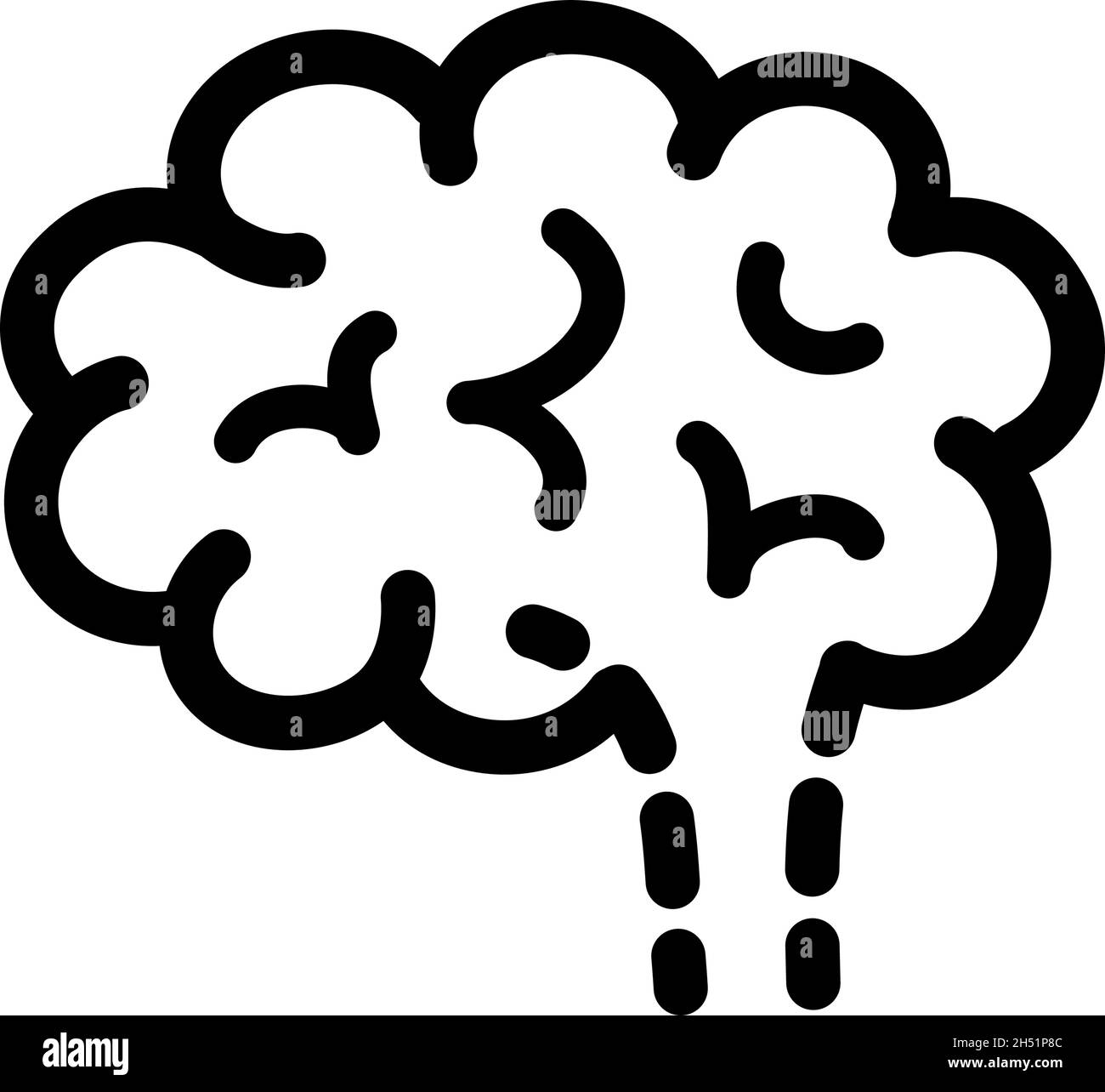 Vector Illustration of Human Brain in Black and White Color Stock ...