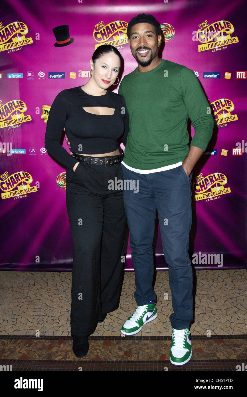 Paris, France. 05th Nov, 2021. Charlotte Namura and Jean-Luc Guizonne attending the Charlie Et La Chocolaterie musical show Premiere at the Theatre du Gymnase in Paris, France on November 05, 2021. Photo by Aurore Marechal/ABACAPRESS.COM Credit: Abaca Press/Alamy Live News Stock Photo
