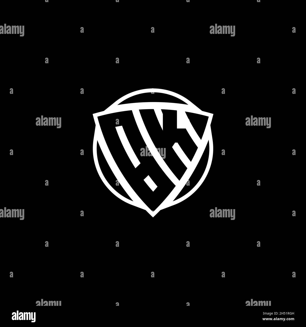 BK Monogram logo letter with triangle shield shape style design ...