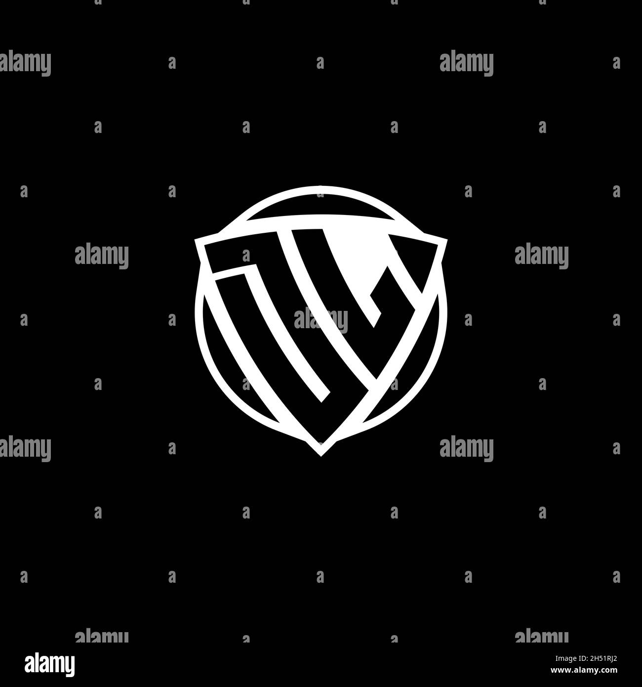 DL Monogram logo letter with triangle shield shape style design ...