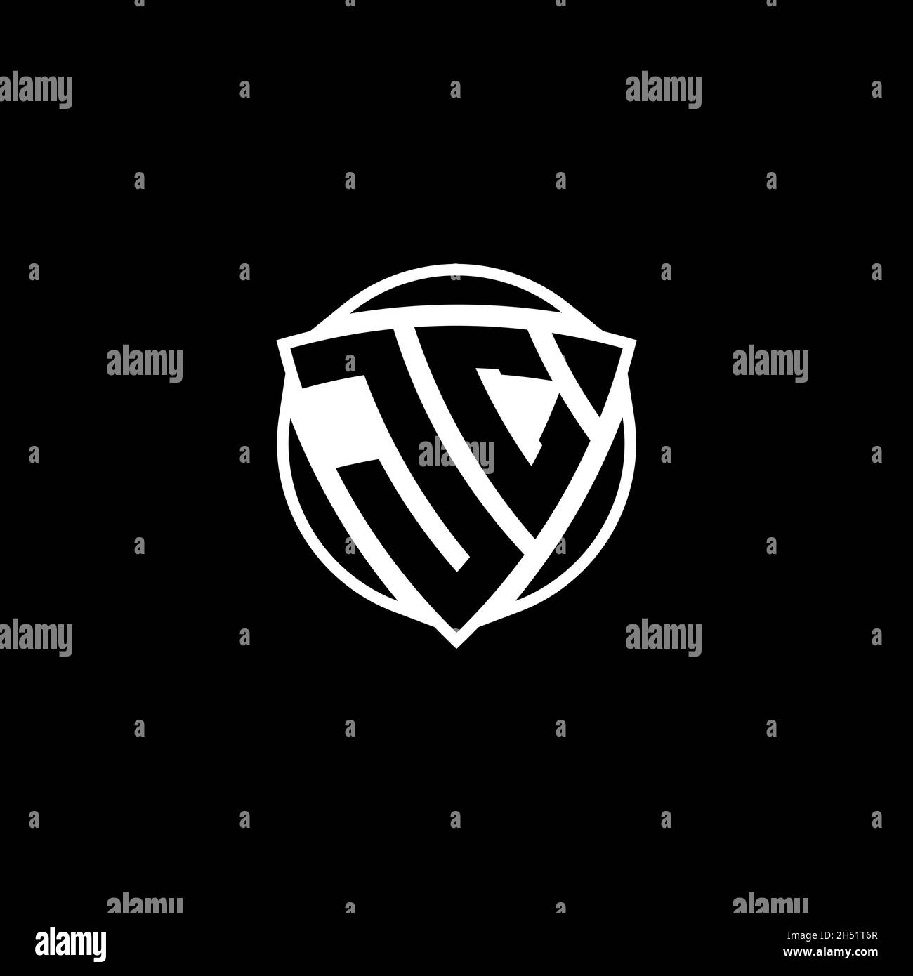 JC Monogram logo letter with triangle shield shape style design ...