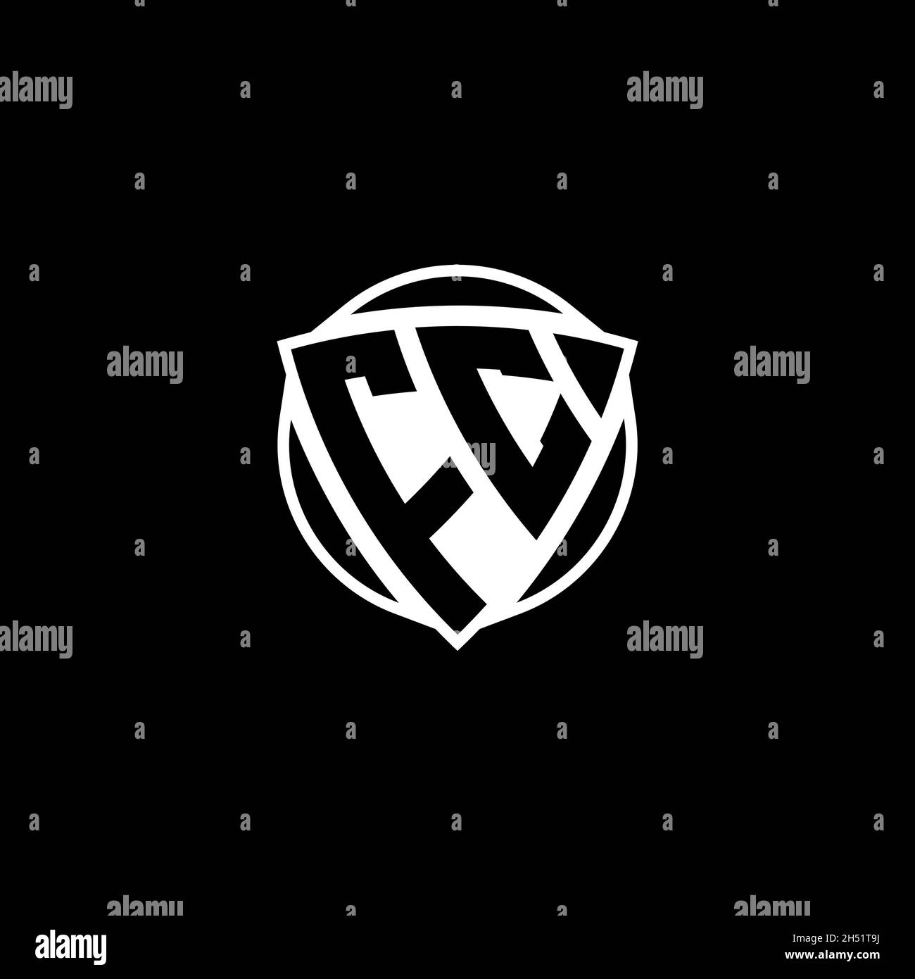 FC Monogram logo letter with triangle shield shape style design isolated on white background. Radioactive logo, triangle radioactive and shield shape Stock Vector