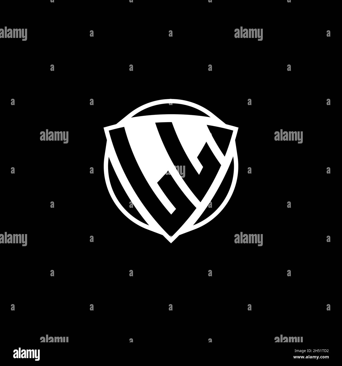 LL Monogram logo letter with triangle shield shape style design ...