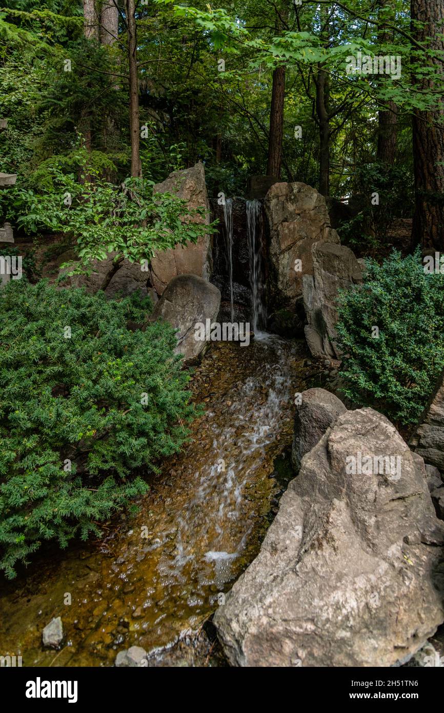 Small Waterfall at Manito Park Stock Photo