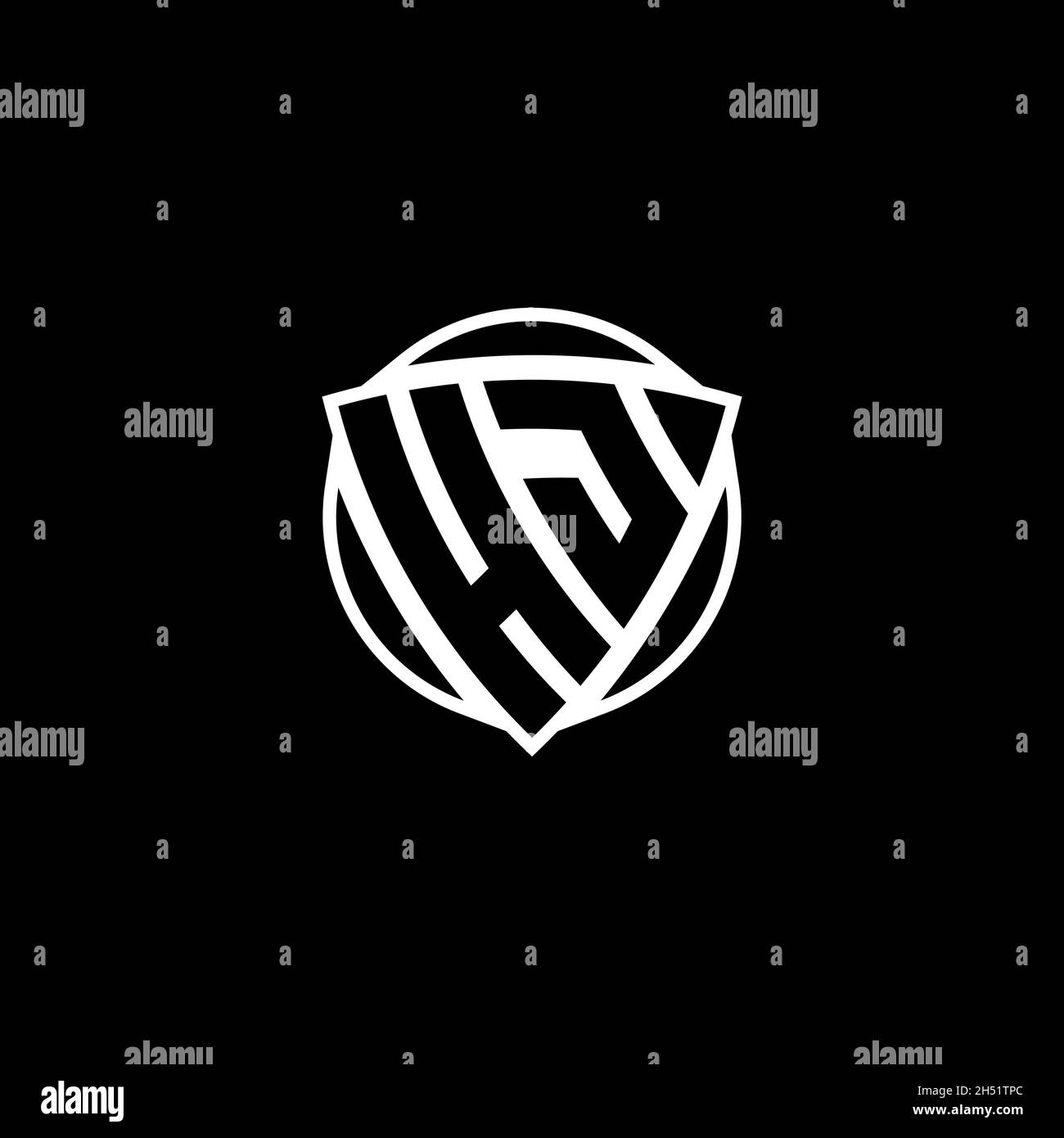 HJ Monogram logo letter with triangle shield shape style design ...