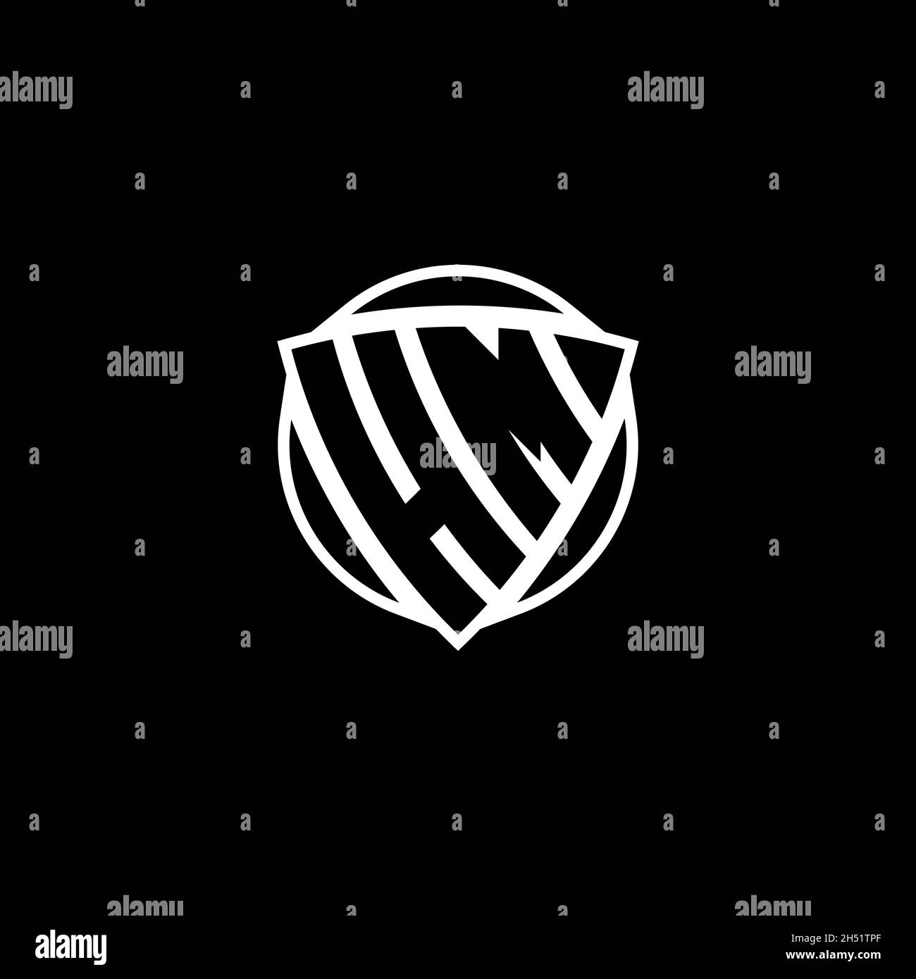 HM Monogram logo letter with triangle shield shape style design ...