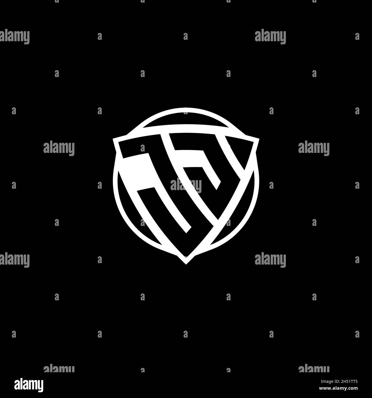 JJ Monogram logo letter with triangle shield shape style design ...