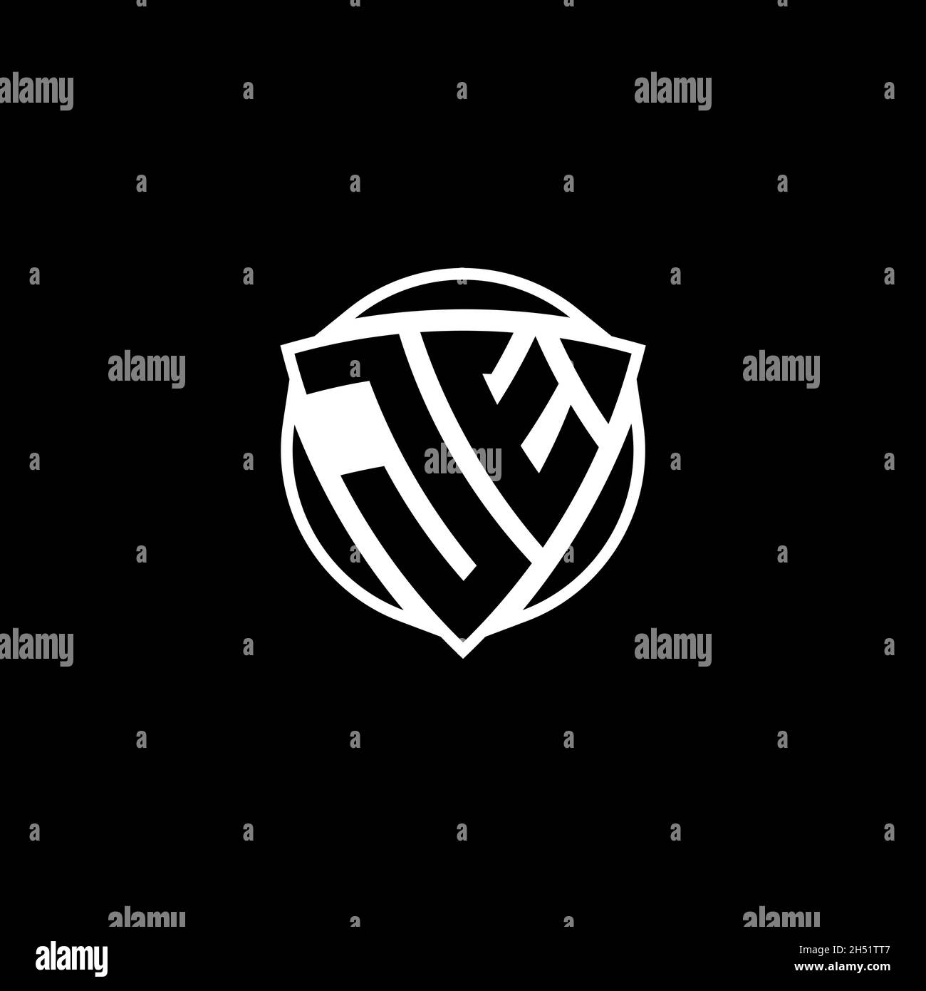 JE Monogram logo letter with triangle shield shape style design ...