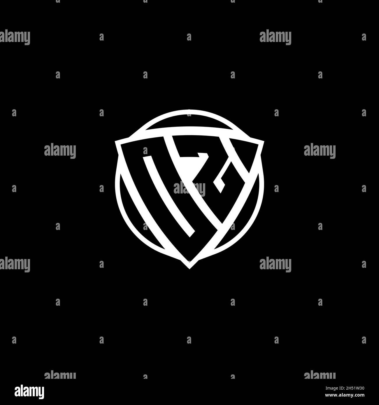 OZ Monogram logo letter with triangle shield shape style design ...