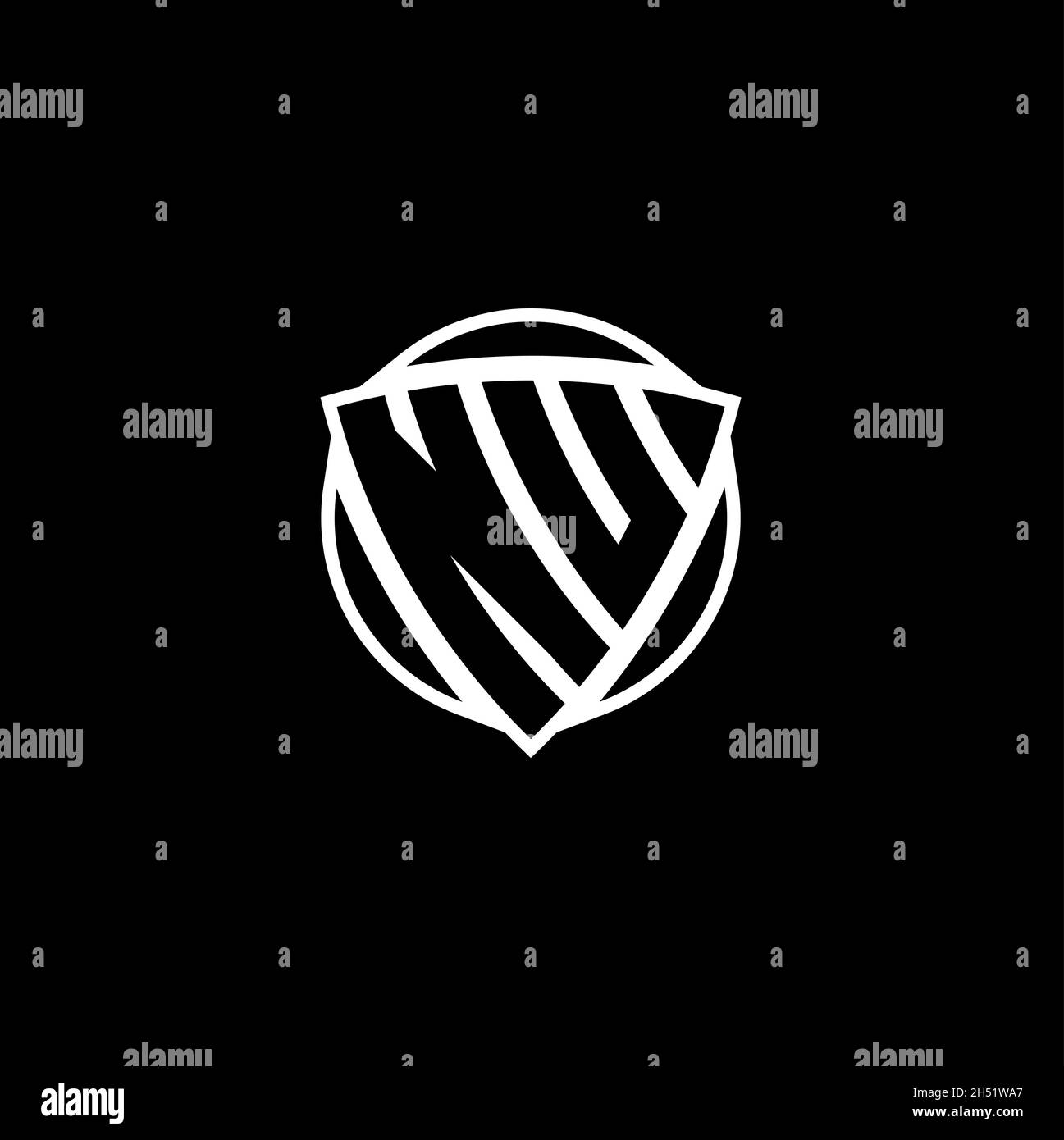 NU Monogram logo letter with triangle shield shape style design ...