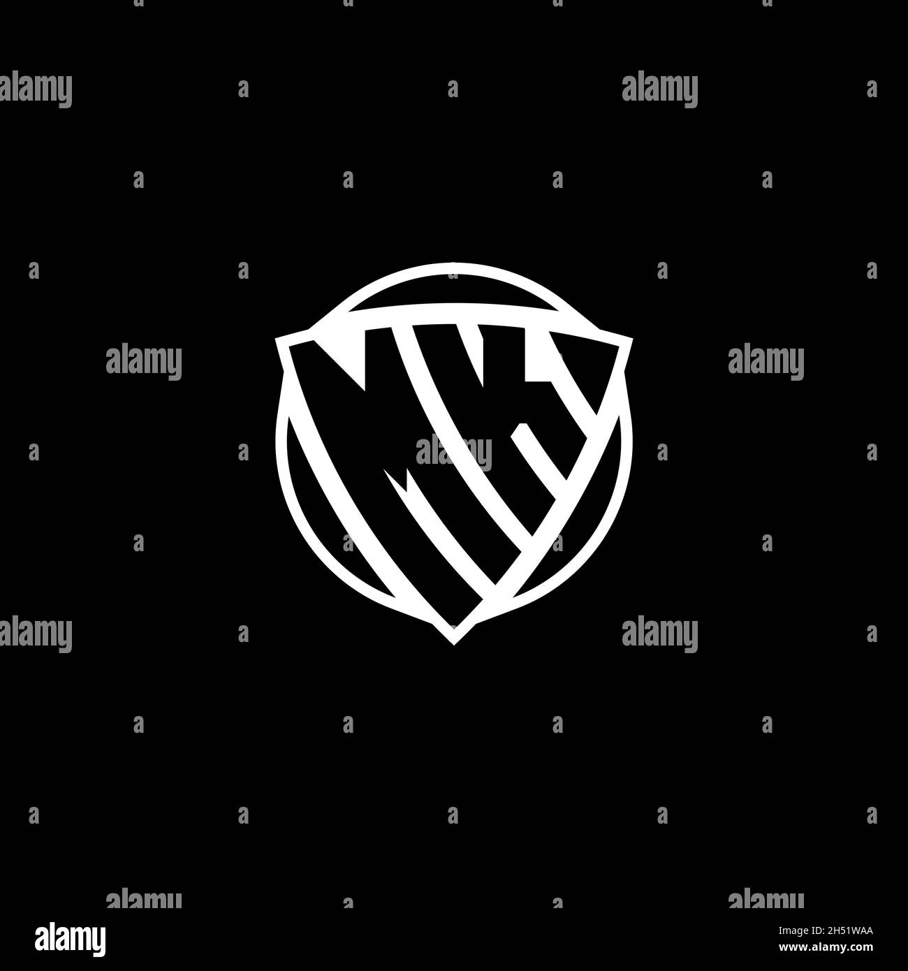 MK Monogram logo letter with triangle shield shape style design ...