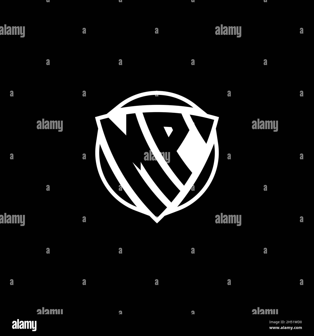 MP Monogram logo letter with triangle shield shape style design ...
