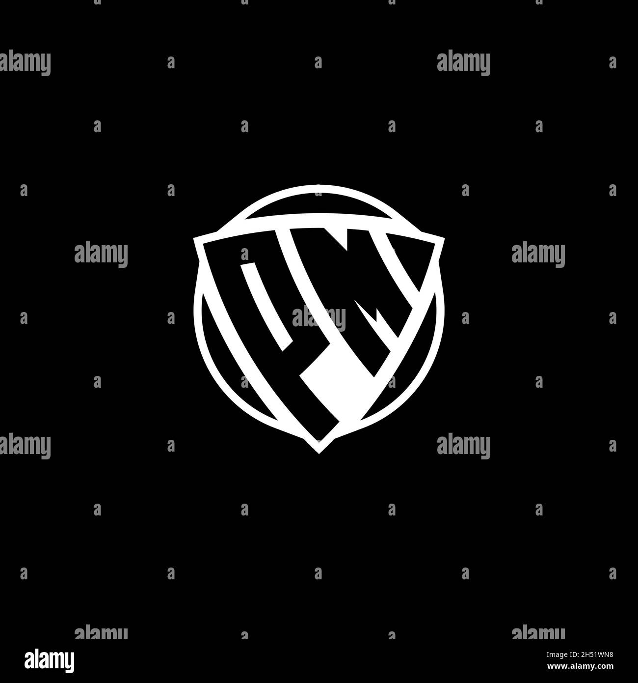 PM Monogram logo letter with triangle shield shape style design ...