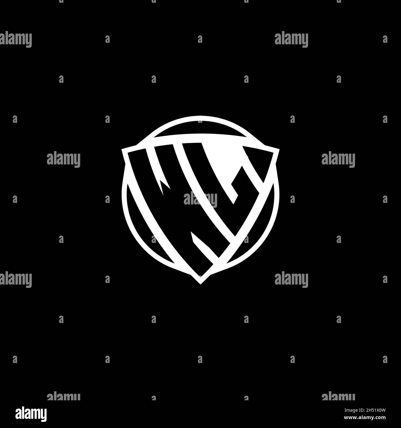WL Monogram logo letter with triangle shield shape style design ...