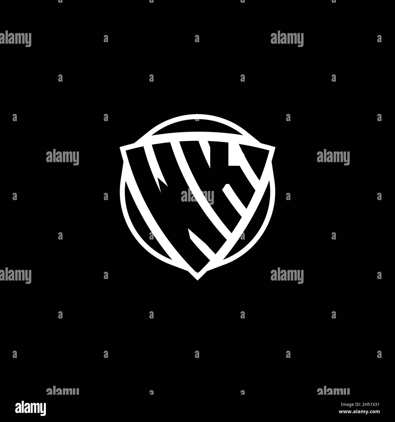 WK Monogram logo letter with triangle shield shape style design ...