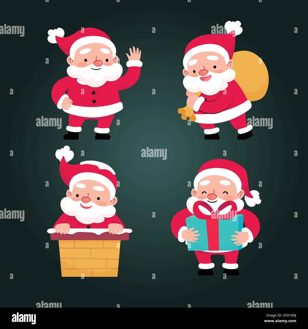 hand drawn santa claus character collection vector design illustration ...