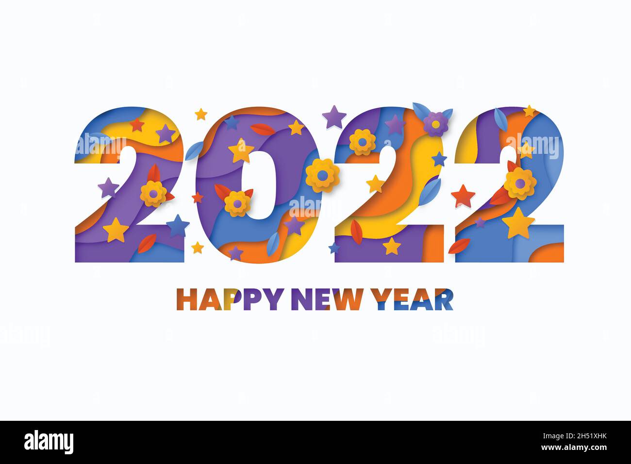 new year 2022 background paper style Stock Vector