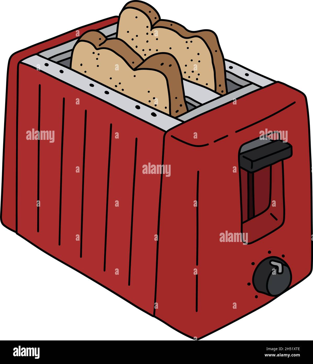 The vectorized hand drawing of a dark red electric toaster Stock Vector