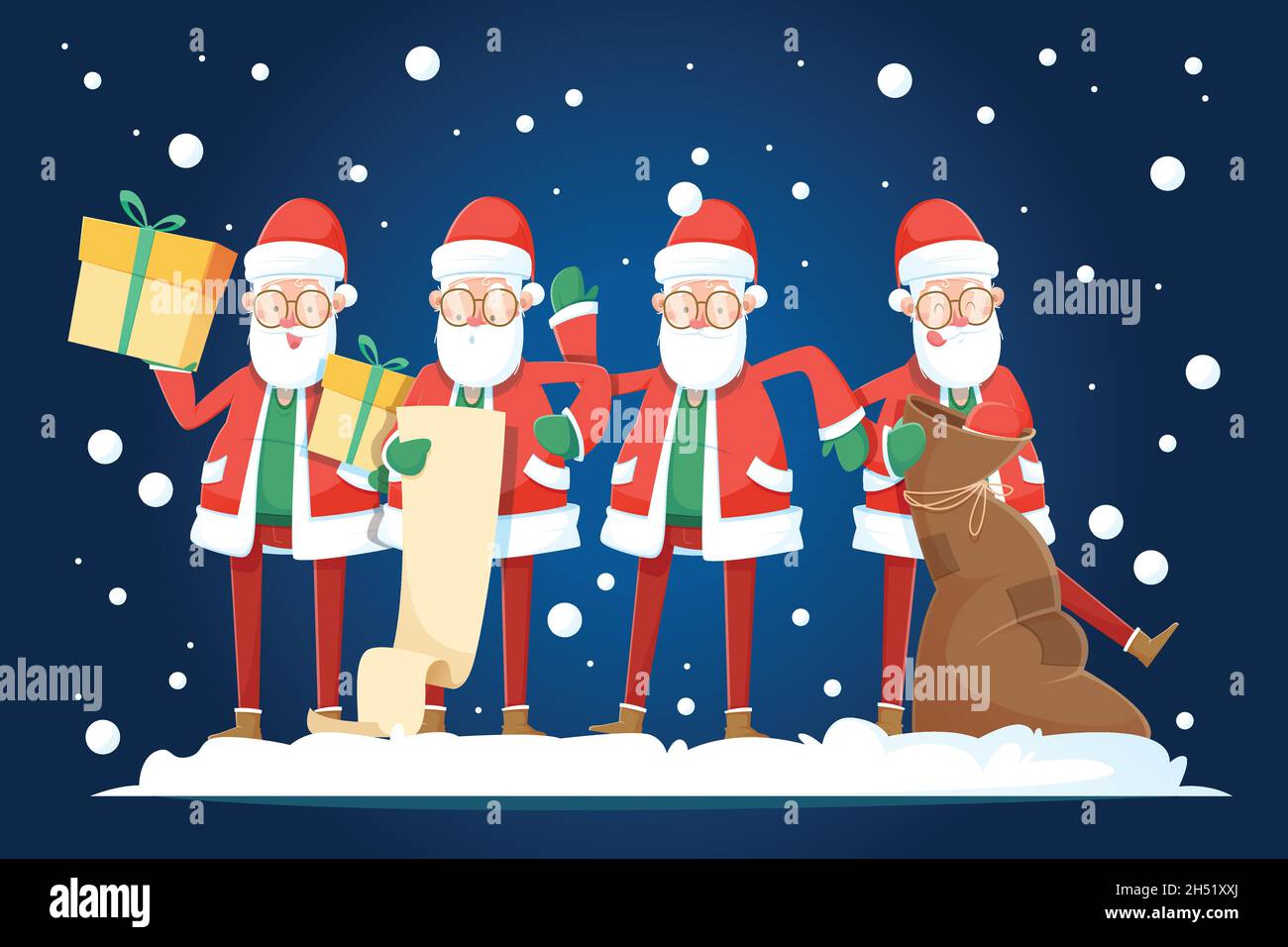 flat santa claus character collection vector design illustration Stock ...