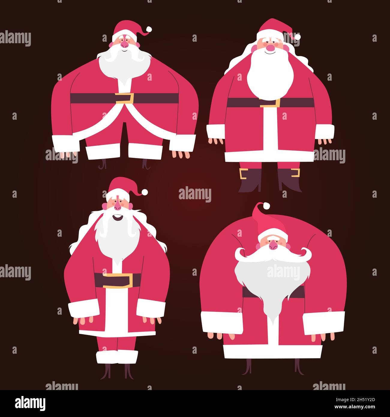 flat santa claus character collection vector design illustration Stock ...