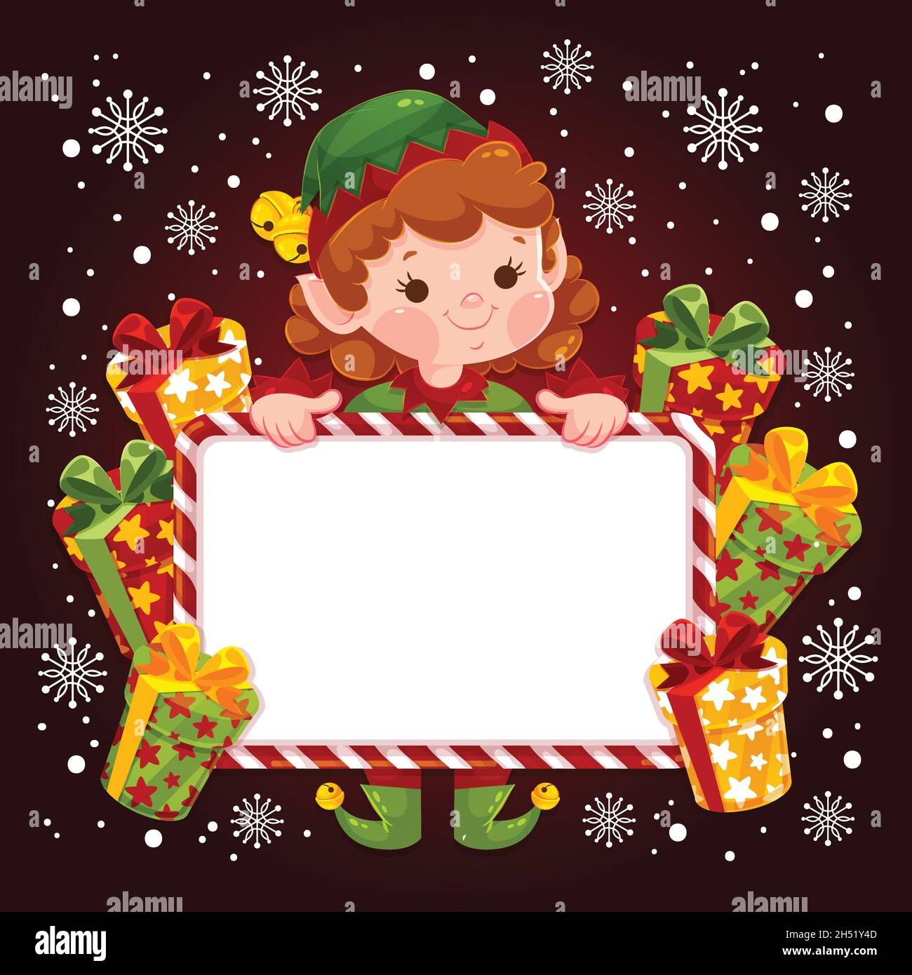 christmas character holding blank banner vector design illustration ...