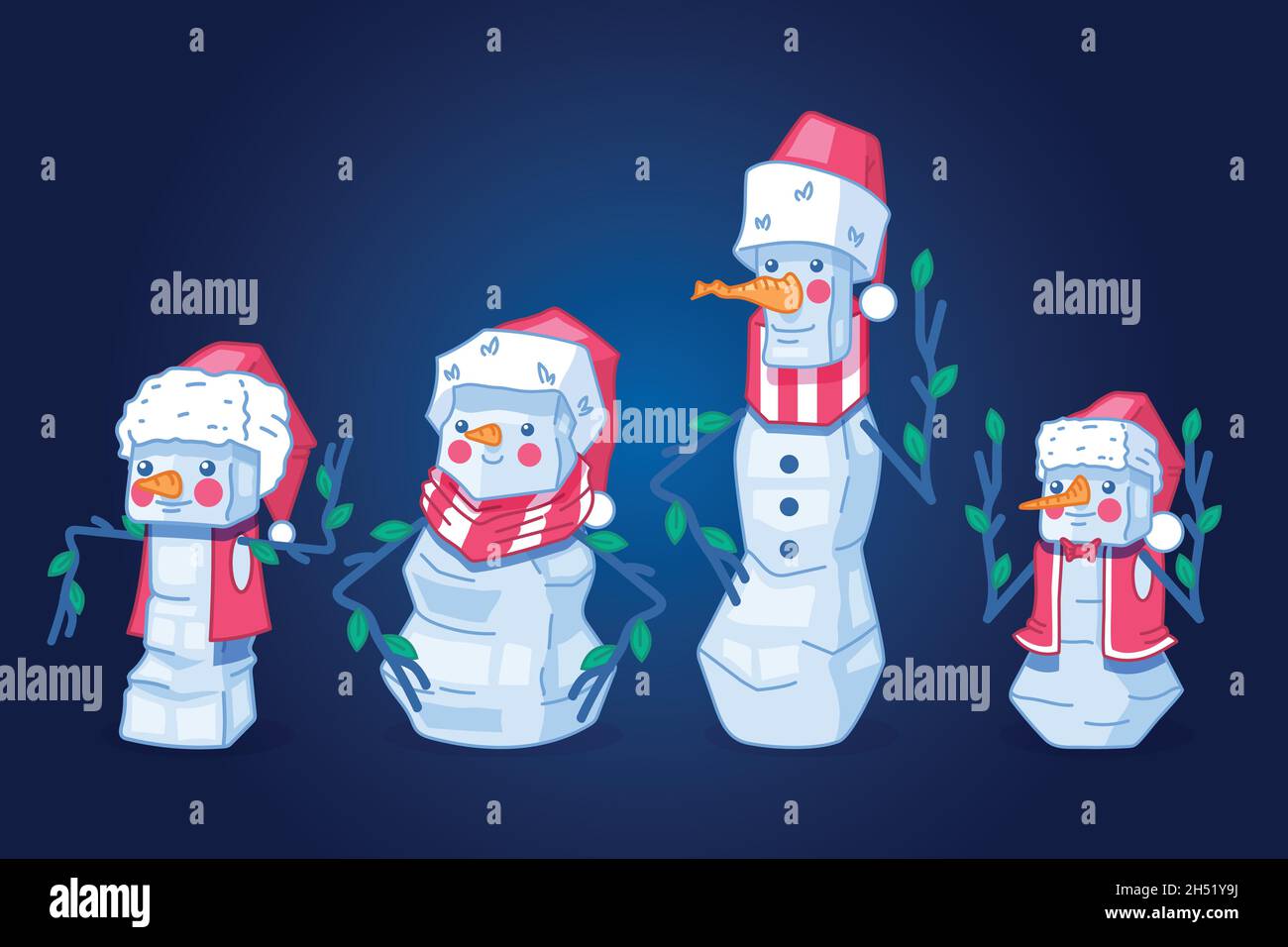 flat snowman character collection vector design illustration Stock ...