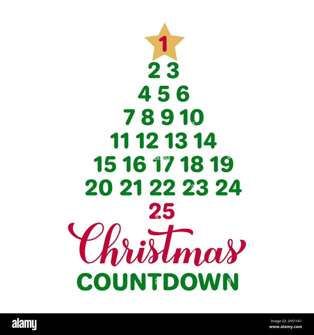 Christmas Countdown sign. Days until Christmas. Advent calendar
