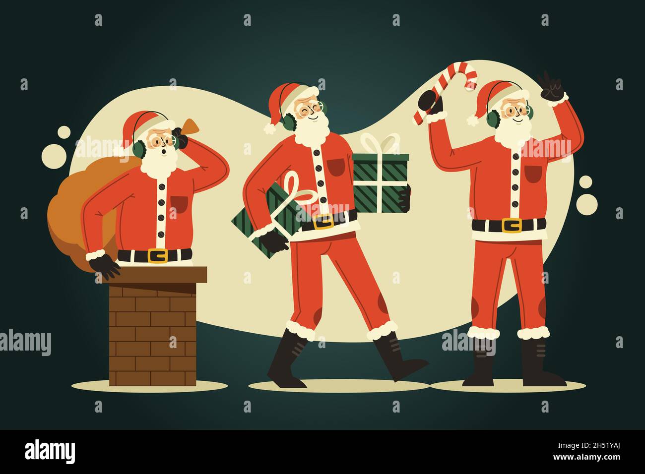 flat santa claus character collection vector design illustration Stock ...
