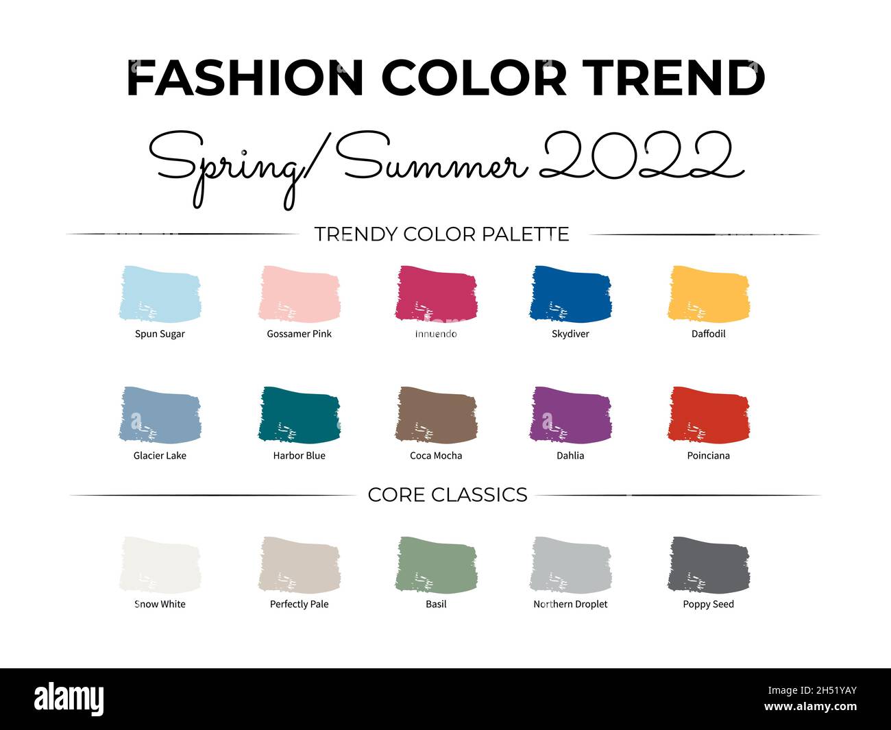 Fashion Color Trend Spring Summer 2022. Trendy colors palette guide ...