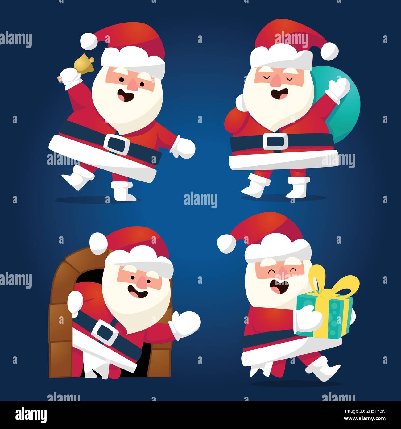 hand drawn santa claus character collection vector design illustration ...