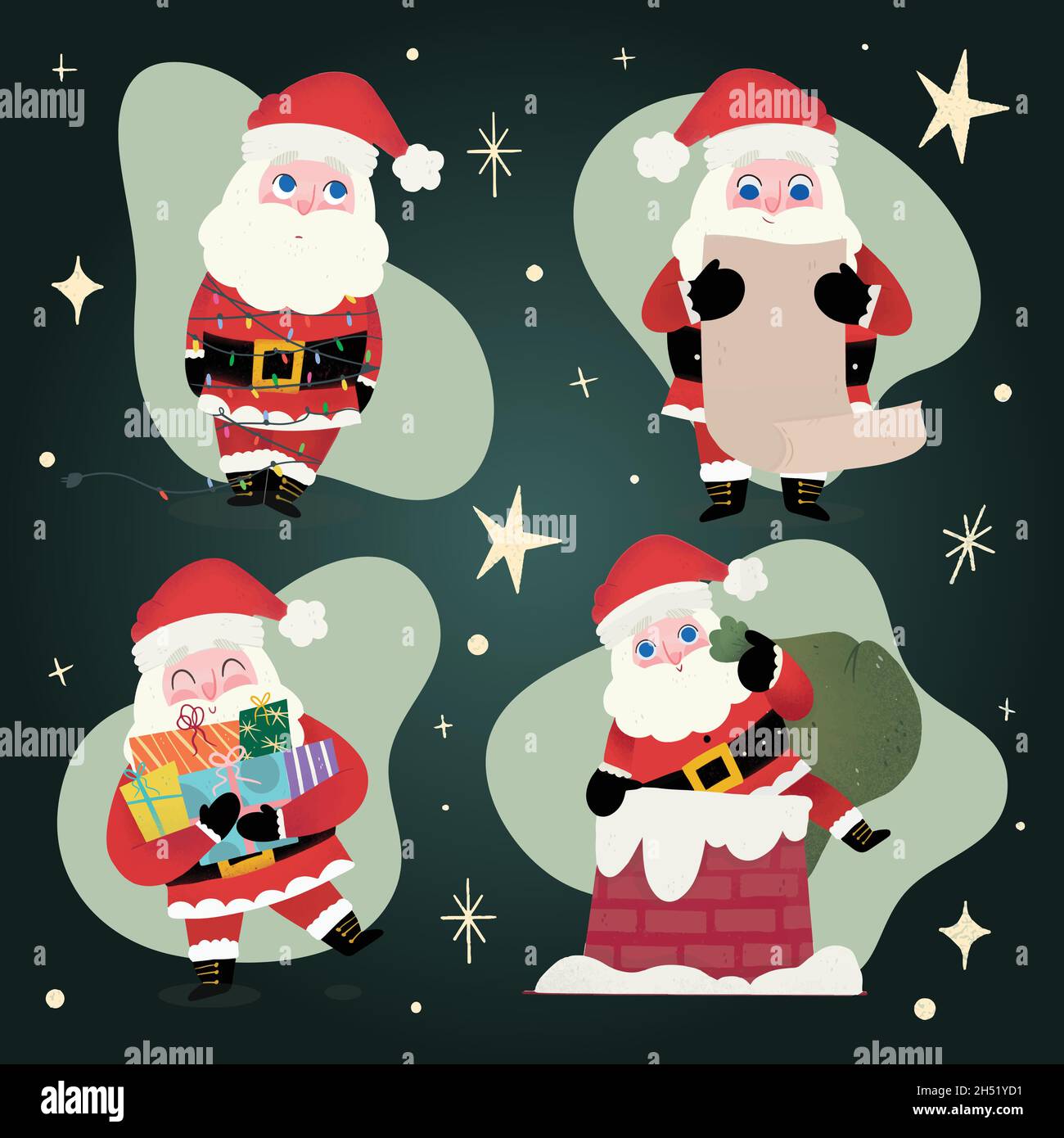 hand drawn santa claus character collection vector design illustration ...