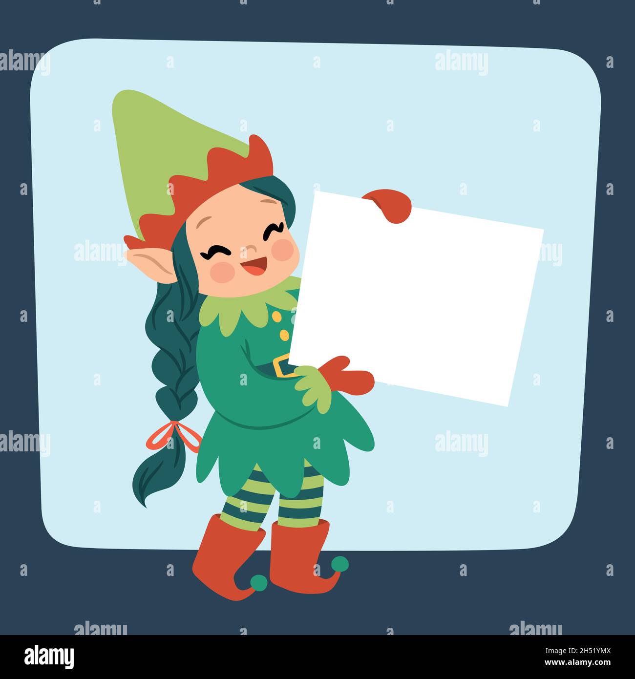 christmas character holding blank banner vector design illustration ...