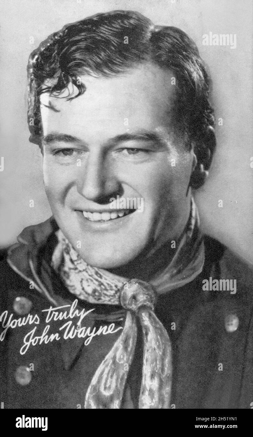 Collectible Exhibit Card depicting a young John Wayne Stock Photo