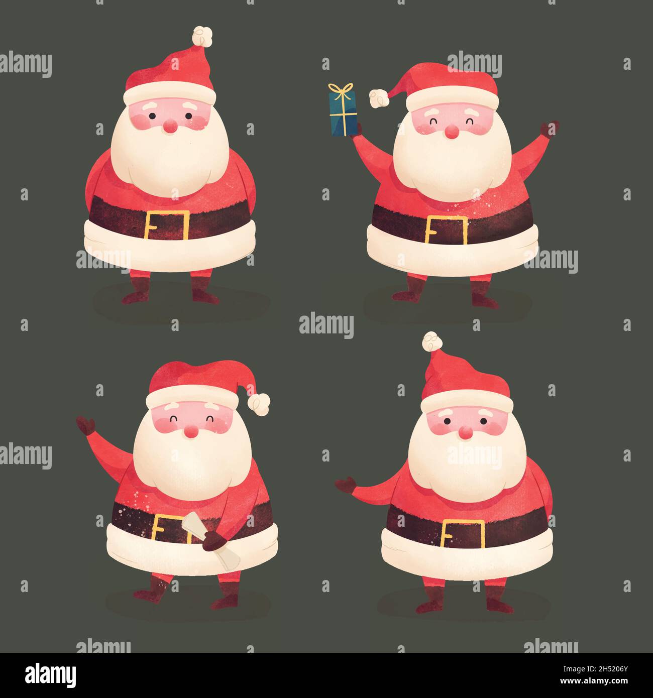 watercolor santa claus character collection vector design illustration ...