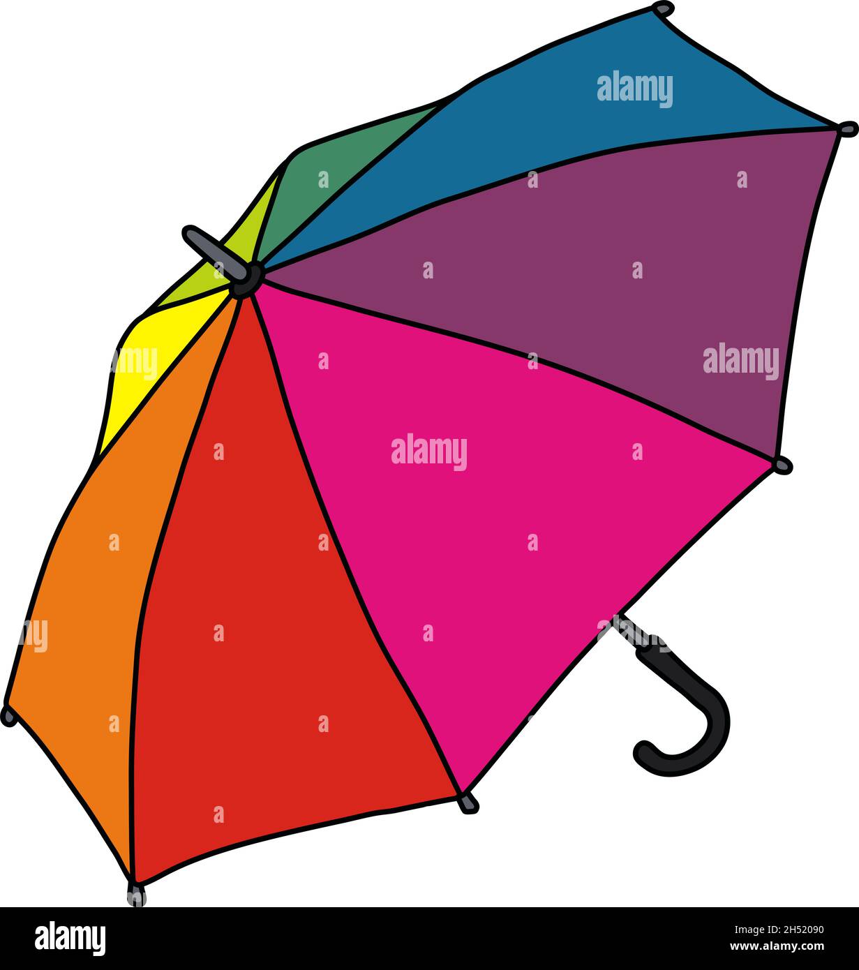 The vectorized hand drawing of a rainbow color umbrella Stock Vector
