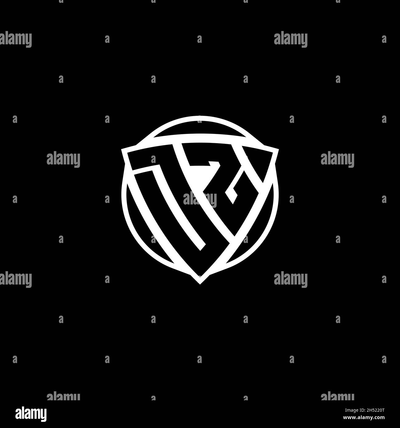 DZ Monogram logo letter with triangle shield and circle shape style design on isolated background. Triangle monogram logo, shield monogram logo, trian Stock Vector