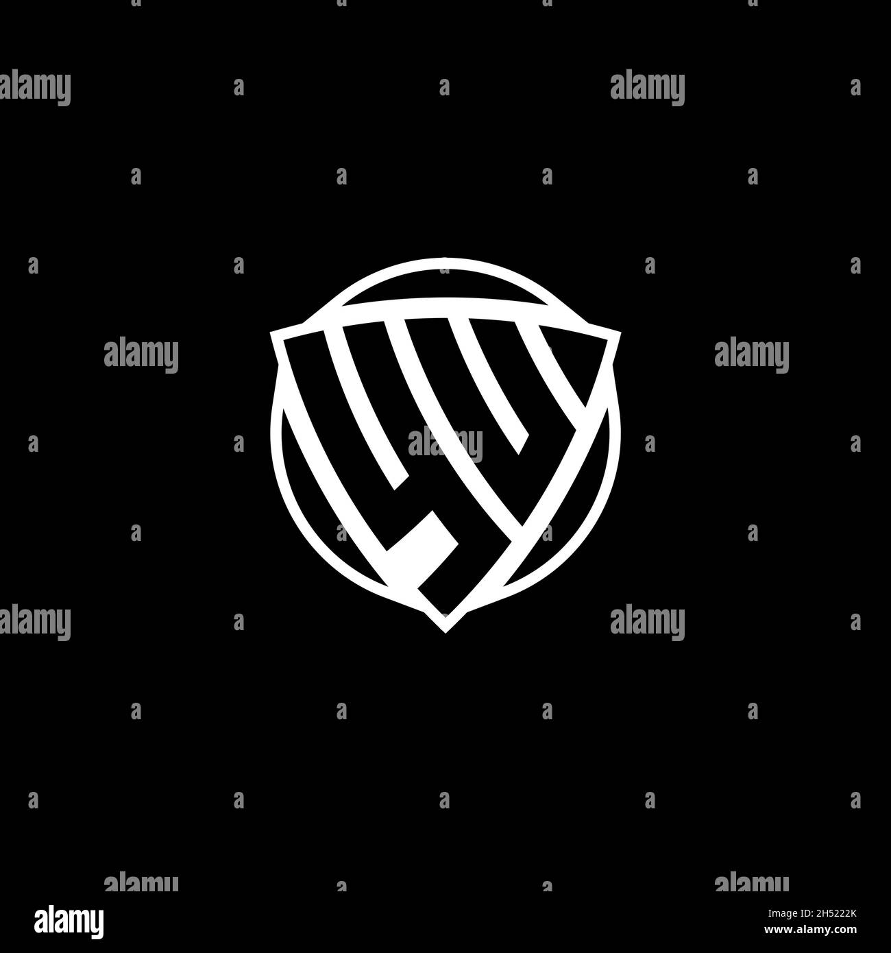 YU Monogram logo letter with triangle shield and circle shape style design on isolated background. Triangle monogram logo, shield monogram logo, trian Stock Vector