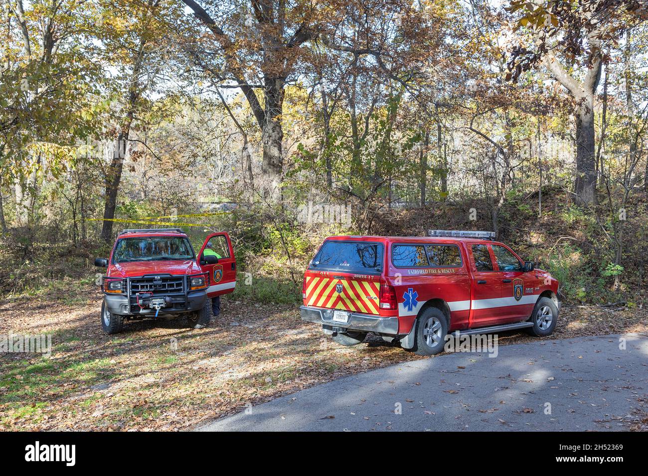 Fairfield, Iowa, USA. 5th November, 2021. Members of the Fairfield, Iowa Fire and Rescue Service