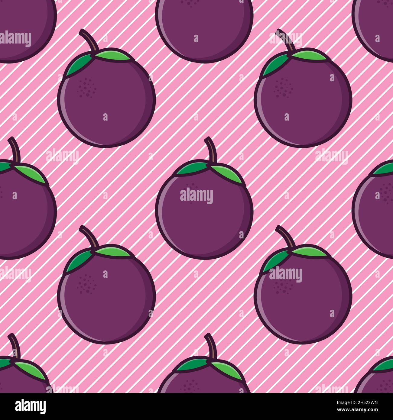 mangosteen fruit seamless pattern vector illustration Stock Vector