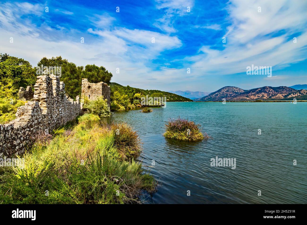 Butrint lake salt lagoon, beautiful summer view from Butrint National Park,  the famous UNESCO World Heritage Site in Albania, archeological site in Ks  Stock Photo - Alamy