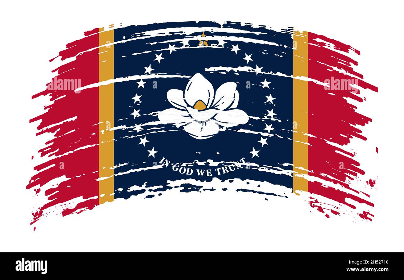 Mississippi flag in grunge brush stroke, vector image Stock Vector ...