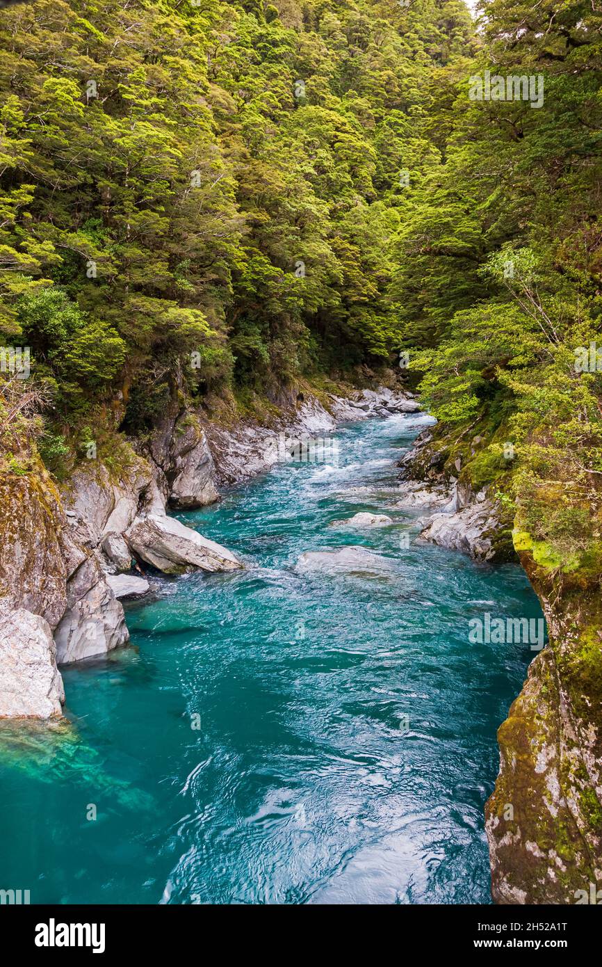 A small beautiful river among the rocks. South Island, New Zealand Stock Photo